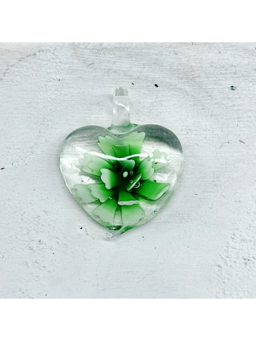 1052mc. Green Heart Pendant